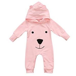 Baby Girl Bear Hooded Romper